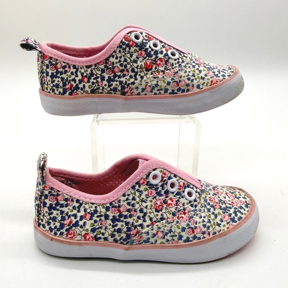 Koala Kids Sneakers Girls Size 7 Pink Floral Slip On Canvas Casual Shoes